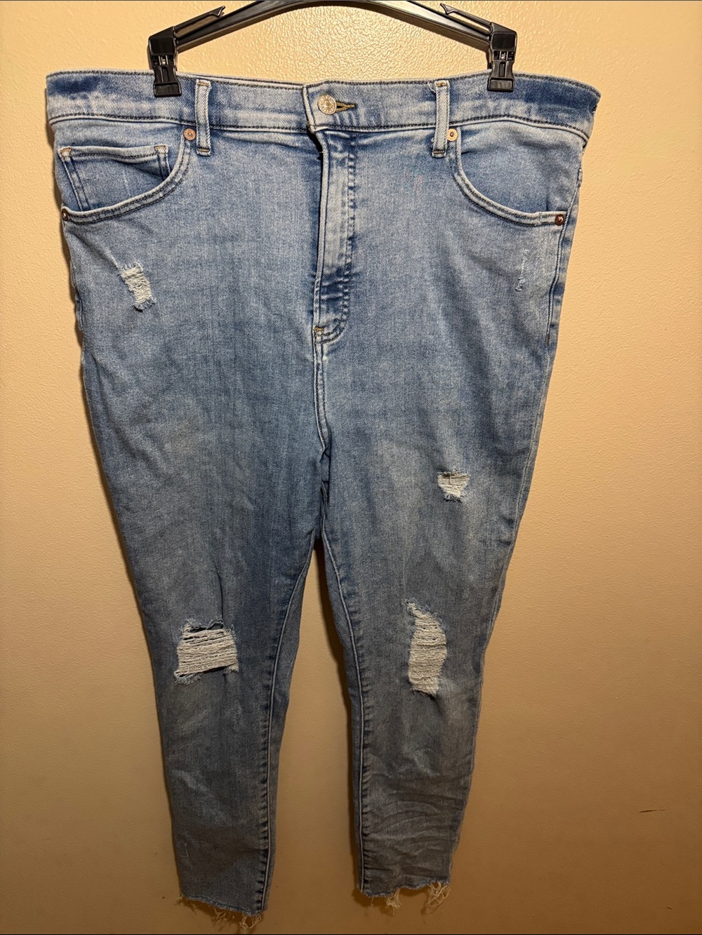 Express Light Blue Skinny Distressed Jeans